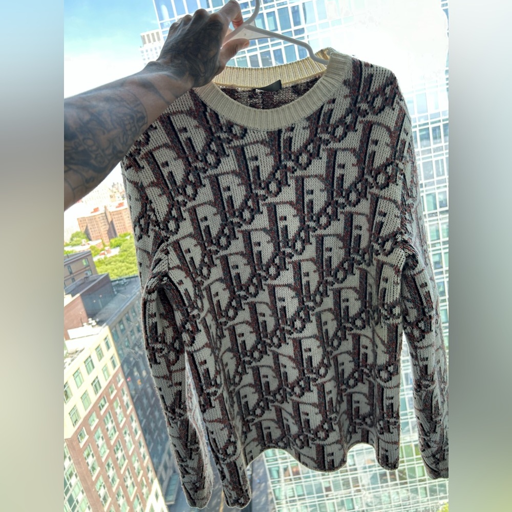 DIOR OBLIQUE SWEATER IN WHITE PRINT WOOL